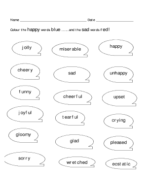 Happy and Sad Words Coloring Activity