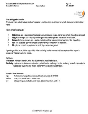 Inter Facility Patient Transfer Standard