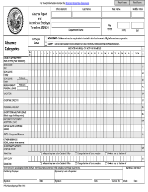 Absence Report and Intermittent Employee Timesheet bSTD 634b - csuchico
