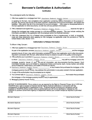 Borrower's Certification & Authorization