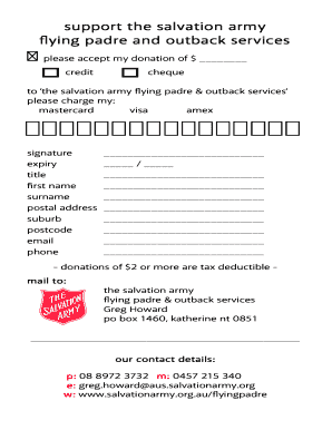 Donation Form for The Salvation Army