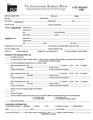 MIT I-20 Request Form