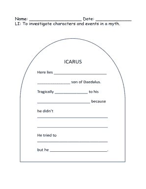 Icarus Myth Worksheet
