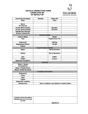 Vehicle Inspection Form