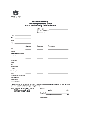 Fillable Online Annual Vehicle Safety Inspection Form - cwsauburnedu ...