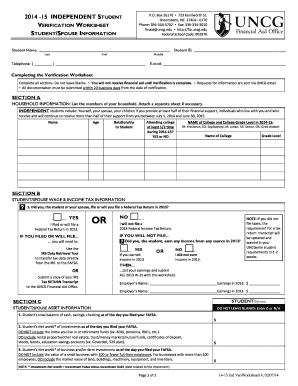 Independent Student Verification Worksheet