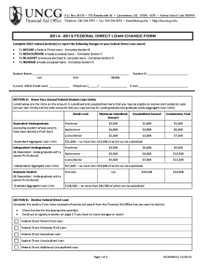 Federal Direct Loan Change Form