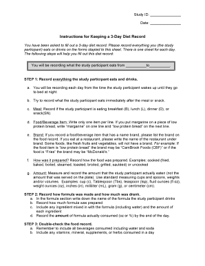 3-Day Diet Record Form