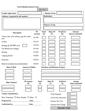 Travel Reimbursement Form