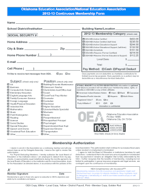 Oklahoma Education Association Membership Form