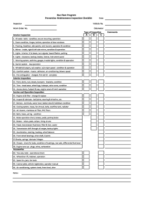 Bus Fleet Preventive Maintenance Checklist
