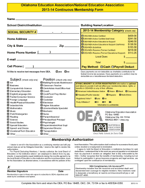 Oklahoma Education Association Membership Form