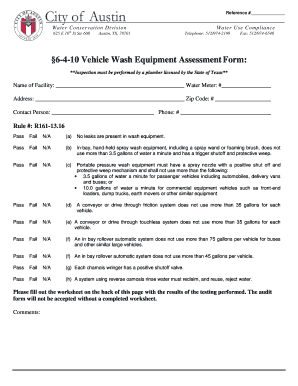 Texas Vehicle Wash Equipment Assessment Form