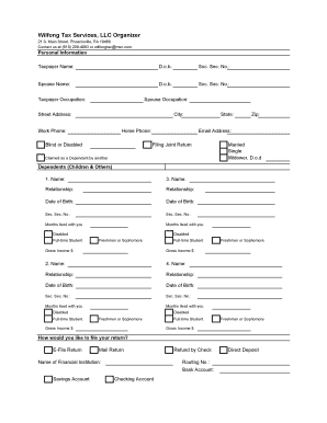 US Federal Tax Organizer Form