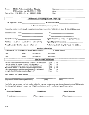 TSD Logistics Pre-Employment Screening Form