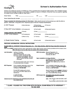 Schwan's Authorization Form