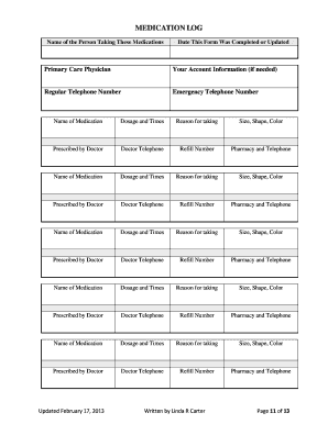 Medication Log Form