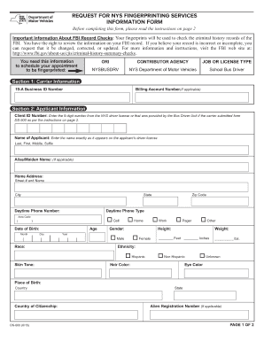 NYS Fingerprinting Request Form