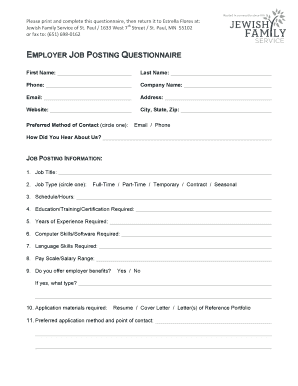 Employer Job Posting Questionnaire