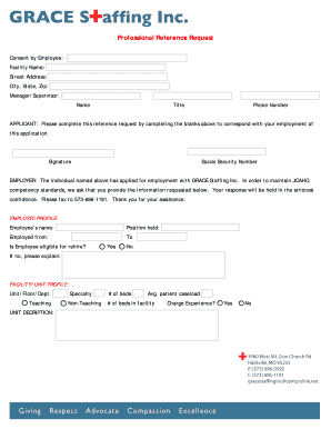 Professional Reference Request Form