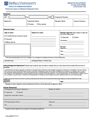 Personal Leave of Absence Request Form