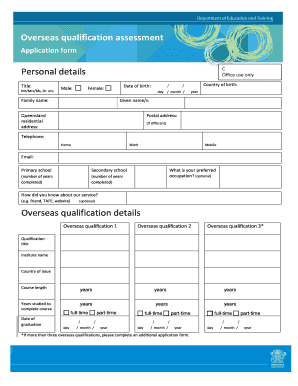 Queensland Overseas Qualification Assessment Application