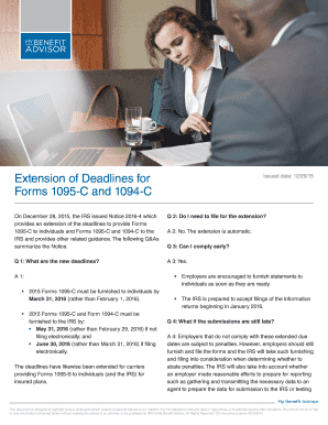IRS Notice 2016-4 Extension for Forms 1095-C and 1094-C