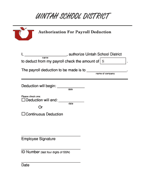 Authorization For Payroll Deduction