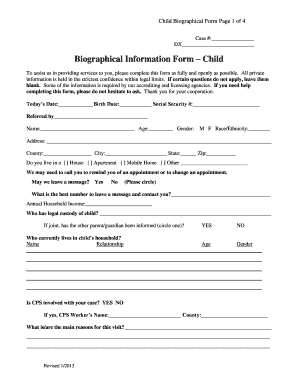 Child Biographical Form