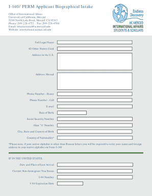 I-140/PERM Applicant Biographical Intake Form