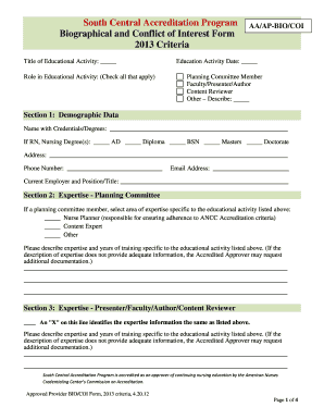 Biographical and Conflict of Interest Form