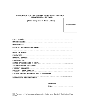 Kenya Police Clearance Certificate Application