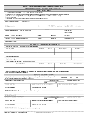 Application for Active Guard/Reserve (AGR) Position