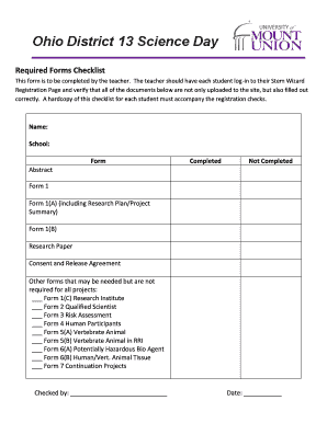 Teacher Student Registration Checklist