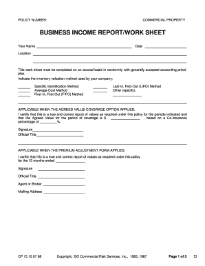Commercial Property Business Income Report