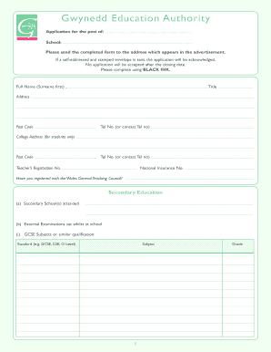 Teacher Job Application Form