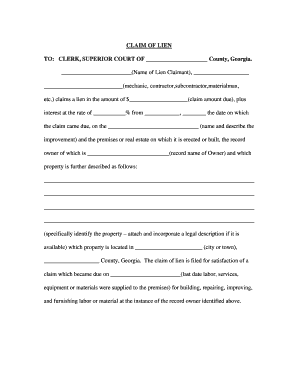 Georgia Claim of Lien Form