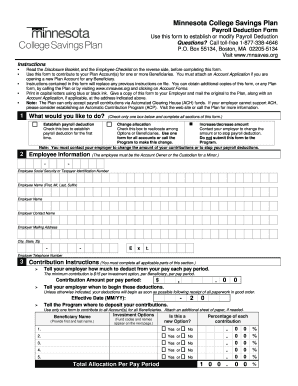 Minnesota College Savings Plan Payroll Deduction Form