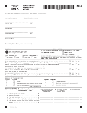 Maryland Nonresident Amended Tax Return Form 505X