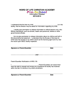 Child Care Information Release Form
