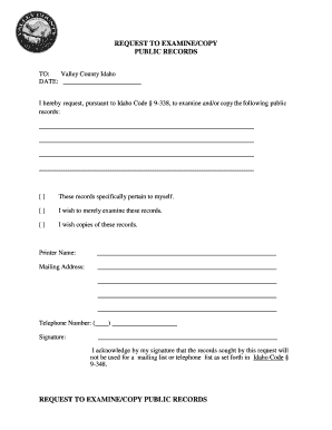Idaho Public Records Request Form
