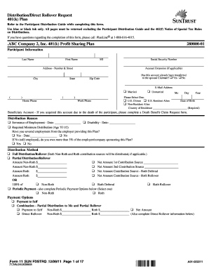 401(k) Distribution/Direct Rollover Request Form