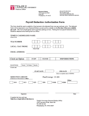Payroll Deduction Authorization Form