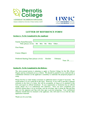 Letter of Reference Form