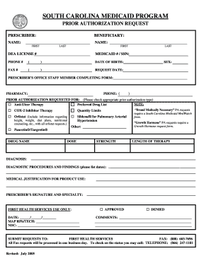 South Carolina Medicaid Prior Authorization Request