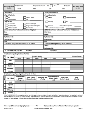 Texas Meat and Poultry Inspection or Exemption Application