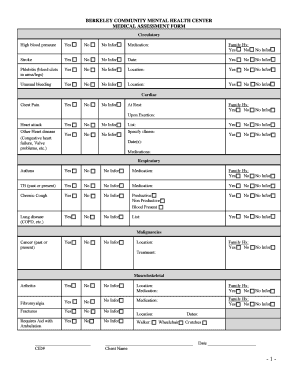 Medical Assessment Form