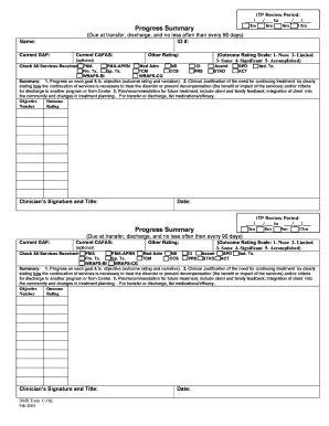 DMH Form C-182 Progress Summary