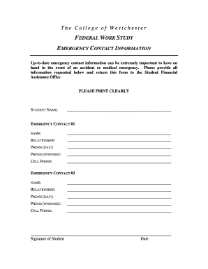 College of Wester Emergency Contact Form