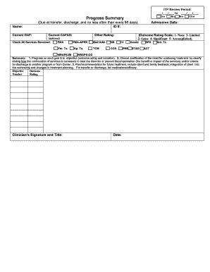 Mental Health Progress Summary Form